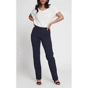Betabrand Women's Sz M Navy Blue Classic Dress Pant Yoga Pants Straight Leg